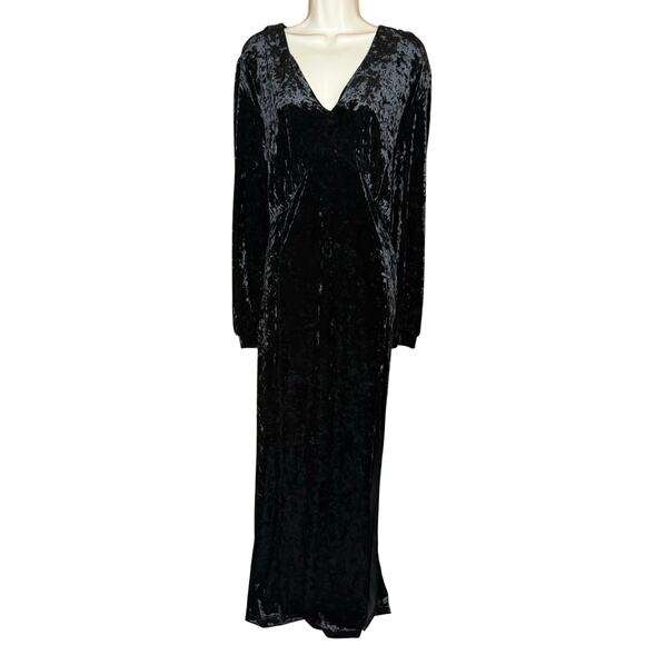 Timeless London Unique Vintage Black Velvet Maxi Dress 16 NWT - Picture 1 of 8